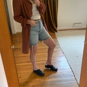 Agolde Long High Waisted Denim Shorts